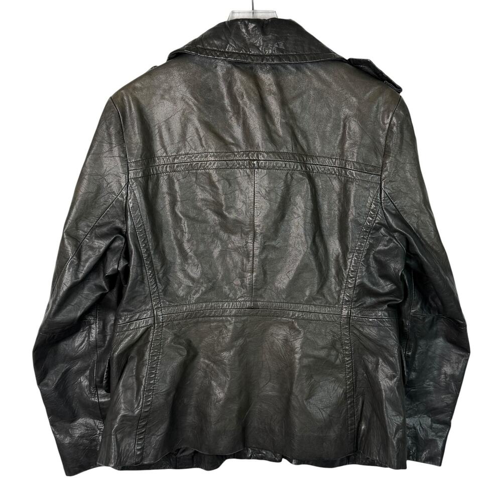 MICHAEL Michael Kors Oilslick Black Soft Leather Jacket Moto Field Coat Large - Picture 8 of 8